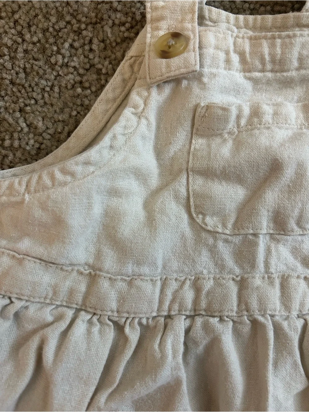 Cream Baby Denim Pinafore Dress